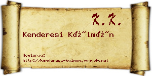 Kenderesi Kálmán névjegykártya