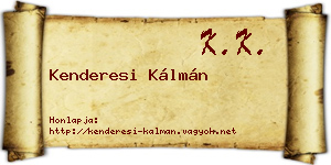 Kenderesi Kálmán névjegykártya